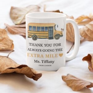 Personalized Bus Driver Gift – Thank You for Going the Extra Mile Ceramic Mug - Image 3