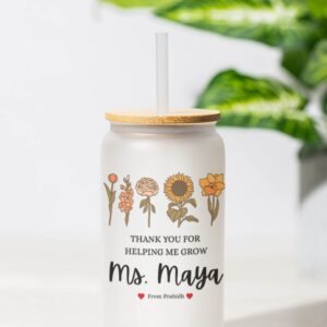 Personalized Teacher Gift – Thank You for Helping Me Grow Frosted Glass - Image 3
