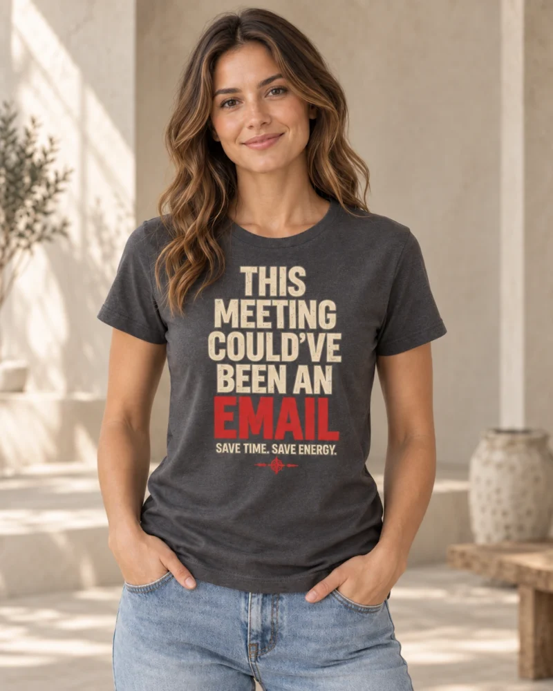 Woman wearing anthracite This Meeting Could’ve Been an Email T-shirt
