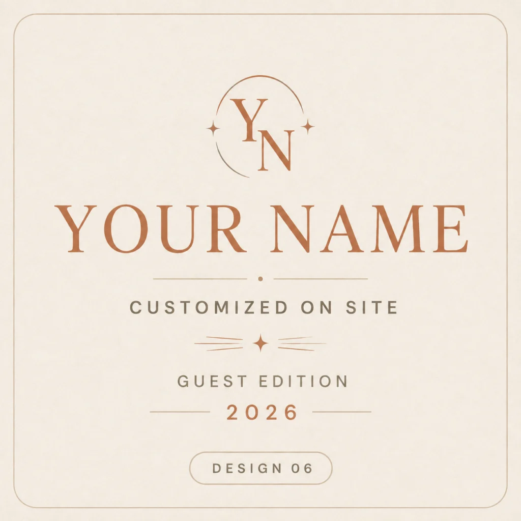 Sample personalized event merch design reading Your Name with guest edition and customized on site text.